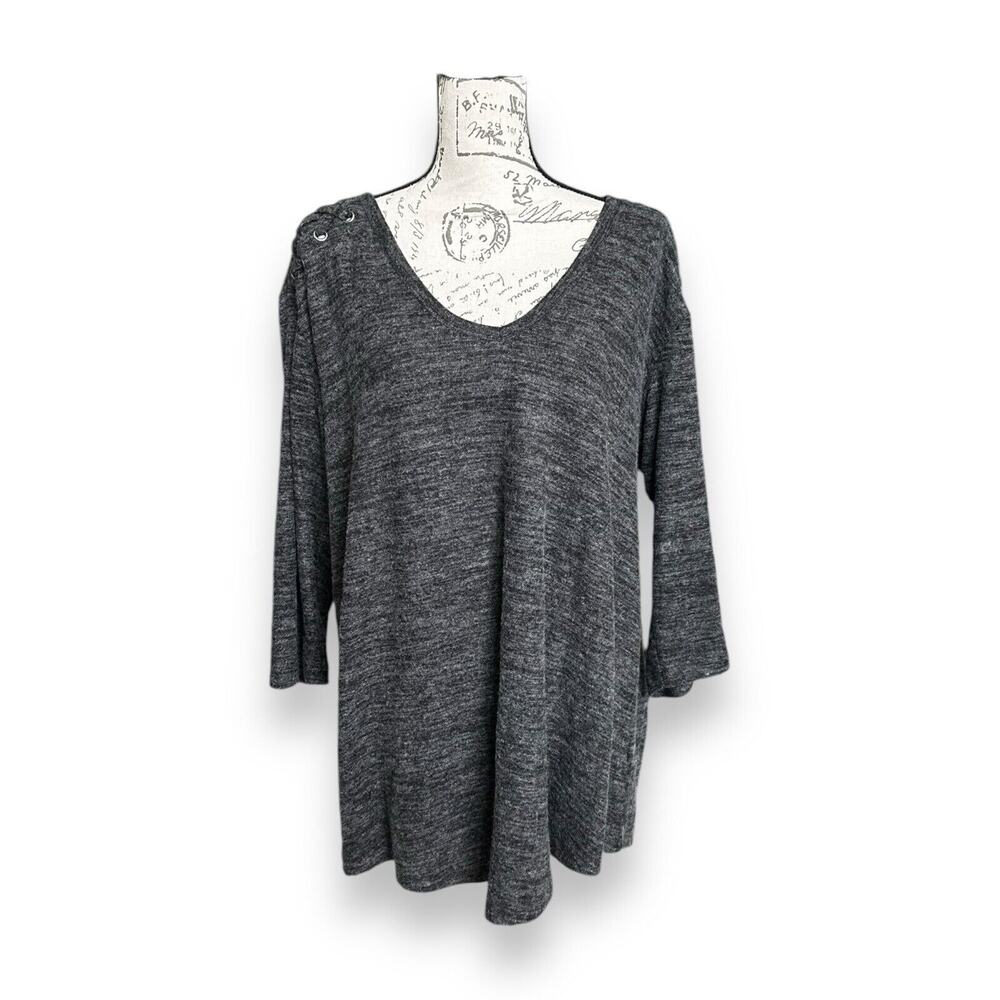 New Torrid Super Soft Plush Black Laceup Shoulder Brushed Hacci Top 12152247 1X
